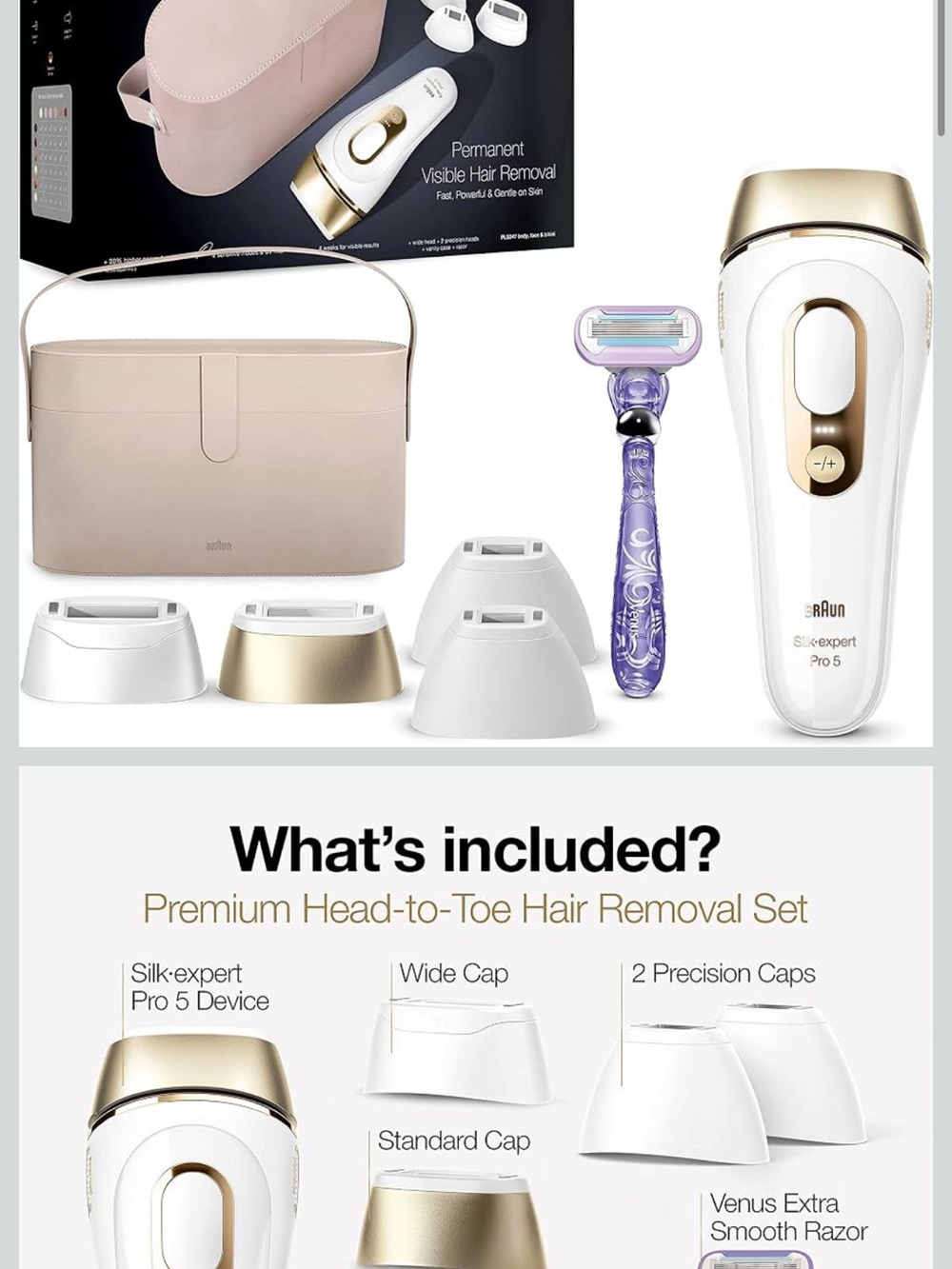 Braun Silk-expert Pro 5 IPL Hair Removal Kit — White & Gold